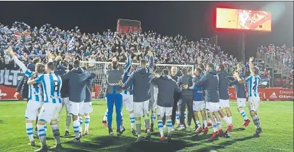  ?? FOTO: UNCITI ?? La Real Sociedad obtuvo su pasaporte hacia la final tras derrotar al Mirandés en su campo, Anduva