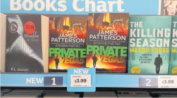  ??  ?? Fully booked Gavin Bell’s debut novel is on sale in shops, and sits alongside establishe­d authors like James Patterson and E L James