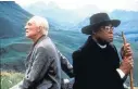  ??  ?? Richard Harris and James Earl Jones in a publicity shot for the 1995 film version of ‘Cry, the Beloved Country‘. It was first filmed in 1951.