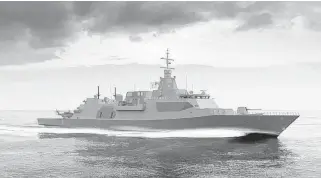  ?? HANDOUT • LOCKHEED MARTIN CANADA ?? An artist’s rendering of the Type 26 Global Combat Ship, Lockheed Martin’s proposed design for Canada’s fleet of new surface combatant warships.