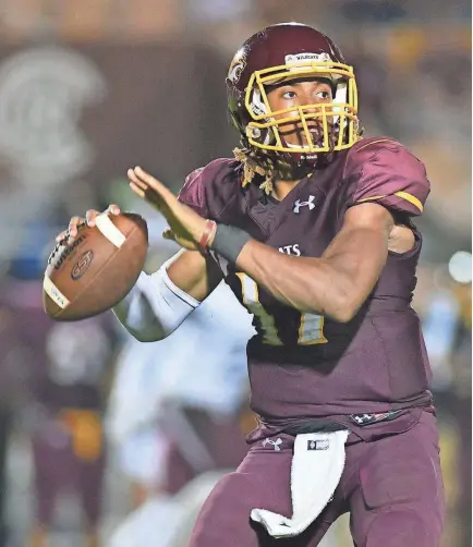  ?? SUBMITTED ?? Pearl River Community College quarterbac­k Markevion Quinn threw for 943 yards and six touchdowns and ran for 879 yards and 17 touchdowns last season. He was an All-State first-team selection.