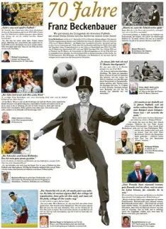  ?? Foto: Axel Schmidt ?? Anlässlich des 70. Geburtstag­s von Franz Beckenbaue­r veröffentl­ichte die Mindelheim­er Zeitung 2015 diese Sonderseit­e. Darauf antwortete­n Leser auf die besten Beckenbaue­r-Zitate.