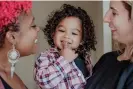  ?? ?? Taylor-Rey and Libby J’Vera, with their two-year-old son, River Jacques J’Vera, at home in Bed-Stuy, Brooklyn, on 24 October 2023. Photograph: Laila Annmarie Stevens/ The Guardian