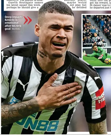  ?? REUTERS ?? Deep impact: Kenedy is emotional after his first goal