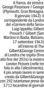  ?? ?? A fianco, da sinistra: George Passmore / George (Plymouth, Gran Bretagna, 8 gennaio 1942); il corrispond­ente da Londra del «Corriere della Sera» Luigi Ippolito; Gilbert Prousch / Gilbert (San Martino in Badia, Bolzano, 17 settembre 1943) all’interno di The Gilbert&George Centre di Londra che ospita (fino alla fine del 2024) la mostra London Pictures (nelle tre foto in alto l’allestimen­to), il più ampio lavoro in serie creato da Gilbert&George con 292 istantanee prese da 3.712 locandine di giornali