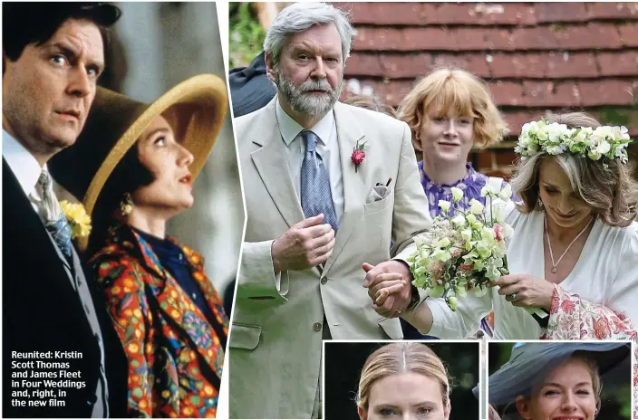  ?? ?? Reunited: Kristin Scott Thomas and James Fleet in Four Weddings and, right, in the new film