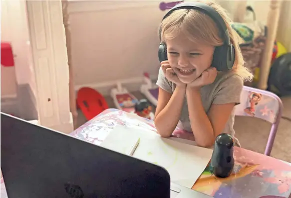  ?? VIRTUAL BABYSITTER­S CLUB ?? Remmy Hanford, 5, niece of Virtual Babysitter­s Club co-founder Kristina Hanford, participat­ed in early try-outs with the “virtual babysitter­s.”