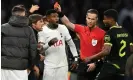  ?? Photograph: Tony Obrien/Reuters ?? Tottenham’s manager Antonio Conte is sent off by the referee Danny Makkelie on Wednesday.