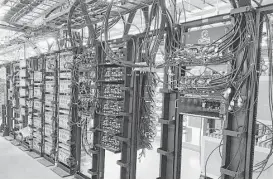  ?? Andrea Rumbaugh / Houston Chronicle ?? This room beneath First City Tower at 1001 Fannin St. holds much of the equipment needed for the distribute­d antenna system installed in the downtown tunnels by Verizon, AT&, Sprint and T-Mobile.