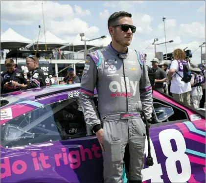  ?? MARK HUMPHREY — THE ASSOCIATED PRESS ?? Alex Bowman waits for the start of a NASCAR Cup Series auto race on June 20, 2021, in Lebanon, Tenn.