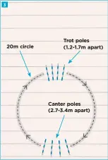  ??  ?? 3 Trot poles (1.2-1.7m apart) 20m circle Canter poles (2.7-3.4m apart)