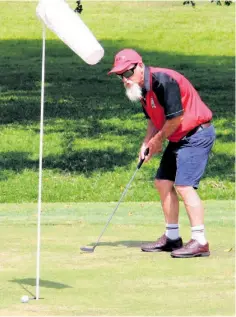  ?? ?? Cliffy Rudolf watches the putt that refused to fall