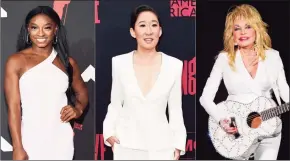  ?? Associated Press ?? People magazine has named Simone Biles, Sandra Oh and Dolly Parton, above, from left, as well as the nation’s teachers, as its “People of the Year.”