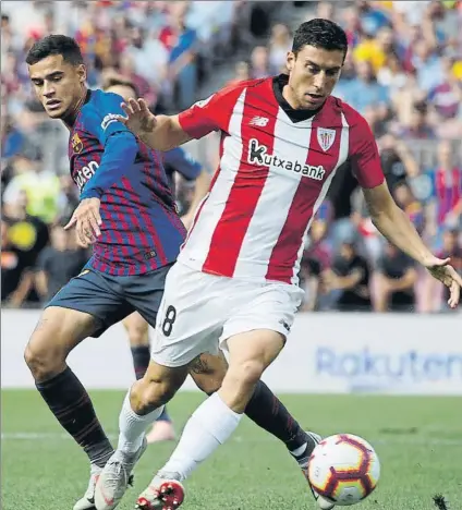  ?? FOTO: PEP MORATA ?? De Marcos El de Laguardia marcó en el empate a uno de la primera vuelta contra el Barcelona en el Camp Nou