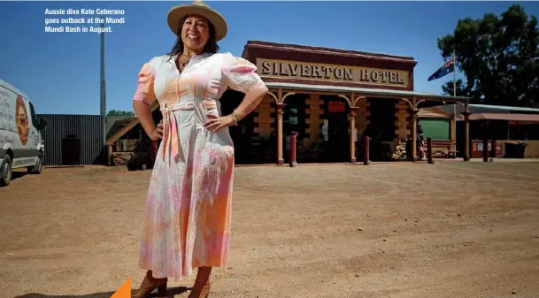  ??  ?? Aussie diva Kate Ceberano goes outback at the Mundi Mundi Bash in August.