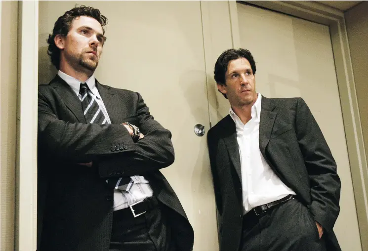  ?? — CP FILES ?? Trevor Linden and Brendan Shanahan were hired within days of each other to lead the Canucks and Leafs, respective­ly, with Shanahan enjoying more success so far.