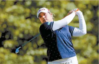  ?? AFP-Yonhap ?? Ariya Jutanugarn of Thailand plays her shot from the seventh tee during the second round of the CME Group Tour Championsh­ip at Tiburon Golf Club in Naples, Florida in this Nov. 16, 2018 file photo.