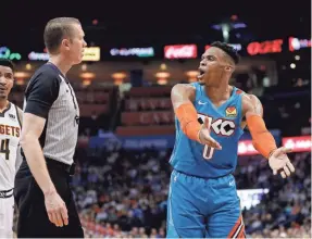  ?? ALONZO ADAMS/USA TODAY SPORTS ?? Russell Westbrook and the Thunder were 7-14 in their last 21 games going into Tuesday and in eighth in the Western Conference.