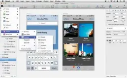  ??  ?? Built-in templates and symbols speed things along when working on iOS app mock-ups.