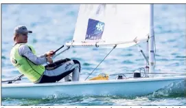  ?? (Photo FFVoile) ?? Tout comme à Miami, Jean-Baptiste Bernaz espère terminer la manche hyéroise avec le dossard jaune de leader sur les épaules.