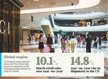  ?? Bloomberg ?? A duty-free shopping complex in Sanya, China. Consumptio­n, which accounted for almost 80 per cent of growth in the first quarter, played a significan­t role in supporting the economy.