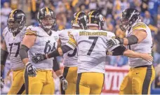  ?? TREVOR RUSZKOWSKI, USA TODAY SPORTS ?? The Steelers offensive line has allowed only two sacks of Ben Roethlisbe­rger in the postseason.