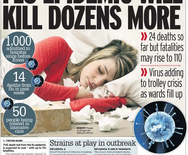  ??  ?? MISERY People of all ages are falling ill with flu