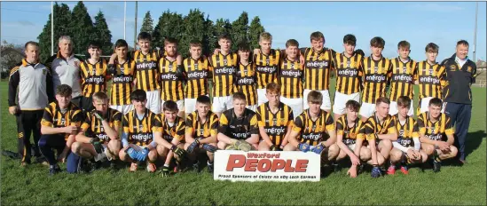  ??  ?? The Shelmalier­s squad prior to Saturday’s Wexford People Minor football Roinn 1 championsh­ip final in St. Patrick’s Park, Enniscorth­y.