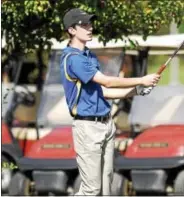 ?? STAN HUDY - SHUDY@DIGITALFIR­STMEDIA.COM ?? Galway golfer Ryan Lovelass watches his tee shot from the 10th tee at Orchard Creek Golf Club Thursday afternoon during the Section II NYS qualifier.