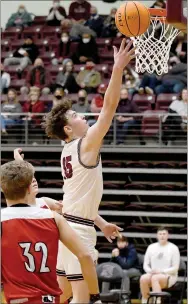  ?? Bud Sullins/Special to Siloam Sunday ?? Siloam Springs sophomore Dalton Newman goes up for a shot during the second half Friday against Vilonia.