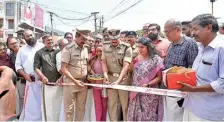  ?? ?? City Police Commission­er C.H. Nagaraju opening the Killipalam­Attakulang­ara road to traffic on Monday. The road has been redevelope­d under the Smart City Mission.