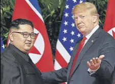  ?? AFP ?? File photo taken on June 12, 2018, shows US President Donald Trump (right) with North Korean leader Kim Jong Un.