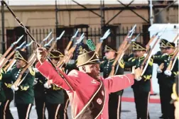  ?? PICTURE: GCIS ?? CEREMONY: Members of the Defence Force parade at the Parliament precinct.