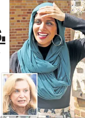  ??  ?? NEW WAVE: Like Alexandria Ocasio-Cortez before her, Rana Abdelhamid (above) seeks to unseat Democratic Rep. Carolyn Maloney (inset).