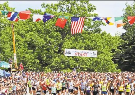  ?? File photo ?? The Litchfield Hills Road Race returns on Sunday for the 42nd year. Above, runners take off from the starting line in the 2016 event.