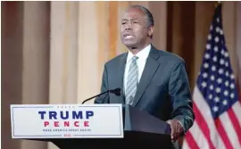  ??  ?? Housing Secretary Ben Carson says he was “desperatel­y ill” with COVID- 19.