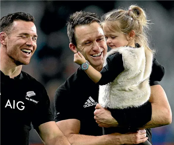  ??  ?? Ben Smith, seen here with his daughter Annabelle, may share the All Blacks captaincy with Sam Whitelock.
