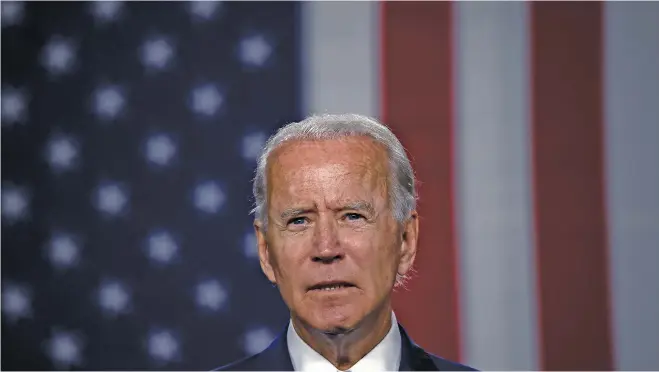  ?? Pictures: AFP ?? MAN OF THE MOMENT. US President Joe Biden talks about his working-class roots and being bullied as a child for his debilitati­ng stutter. Joe Biden: 46th president of the United States