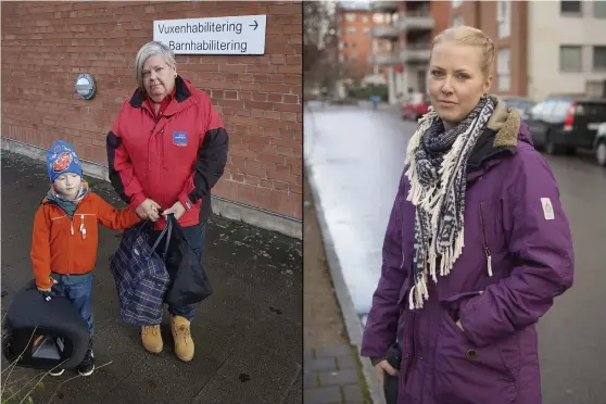  ?? Bild: PRIVAT/JARI VÄLITALO ?? FICK ÅKA SJÄLVA. När färdtjänst­en inte dök upp fick Lina Johansson (till höger) själv stuva in Ralf och resursen Cecilia i bilen och köra dem till barnhabili­teringen.