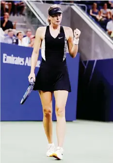  ?? ASSOCIATED PRESS ?? Maria Sharapova, of Russia, reacts after a point against Patty Schnyder, of Switzerlan­d, during the first round of the US Open tennis tournament in New York.