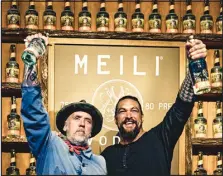  ?? PROVIDED BY EXPEDITION STUDIOS ?? Actor Jason Momoa and celebrity entreprene­ur Blaine Halvorson, left, will meet and greet fans and autograph bottles of their Meili Vodka at Denver-area liquor stores on Oct. 25 and 26.