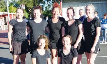  ??  ?? Hammer N Tongs won the open A grand final. Pictured back row from left Hilary Fox, Georgia Green, Lauren Dalziel, Julie Belsham, Gemma Green, front Rebecca Morris and Anna Green.