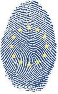  ??  ?? Fingerprin­t stamp on white paper for European Flag