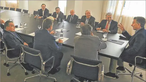  ?? PRESIDENCI­A ?? INTERCAMBI­O. El Presidente encabezó una charla con Campos, Betnaza, Coto, Eurnekian y otros hombres de negocios en Olivos.