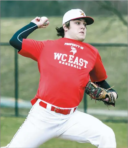  ?? PHOTO PROVIDED ?? West Chester East pitcher Ryan Basarab throws in a scrimmage this spring against Malvern Prep.
