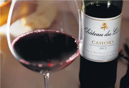  ?? MICHAEL TERCHA/CHICAGO TRIBUNE ?? Cahors, a French malbec, is revamping its image. Chateau du Cedre is 90 percent malbec and made from vines that are more than 30 years old.