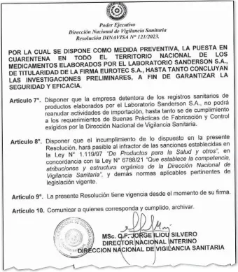  ?? ?? Dinavisa dispuso la suspensión de las importacio­nes de la empresa Eurotec SA, del clan Ferreira.