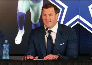  ?? ASSOCIATED PRESS ?? IN THIS MAY 3, 2018, FILE PHOTO, DALLAS COWBOYS TIGHT END JASON WITTEN announces his retirement from football at the NFL team’s training facility and headquarte­rs in Frisco, Texas. Three new voices will work ESPN’s Monday night games this NFL season:...