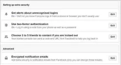  ??  ?? BELOW Encrypting your account password reset notificati­on emails adds a useful additional security layer to Facebook