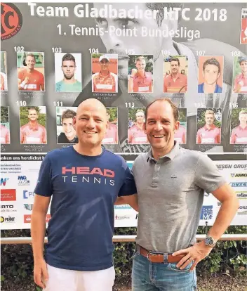  ?? FOTO: GEORG AMEND ?? Gemeinsam für den Gladbacher HTC am Werk: Michael Hölzle (li.) und Teamchef Henrik Schmidt.